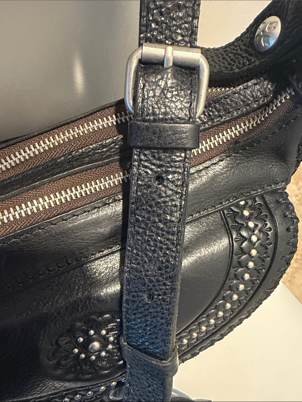 Patricia Nash Black Leather Camila Handbag with Tassel - Picture 3 of 9